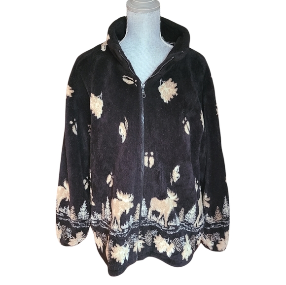 Vintage 90s Moose Wilderness Fleece Zip Up Jacket - Picture 3 of 16